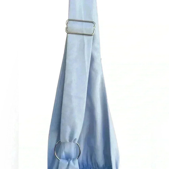 Mable women’s Tie Front Midi Dress Blue size Small features a plunging neckline - Picture 11 of 12